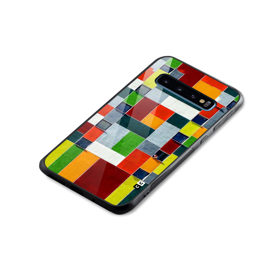 Block Color Design Glass Back Case for Galaxy S10