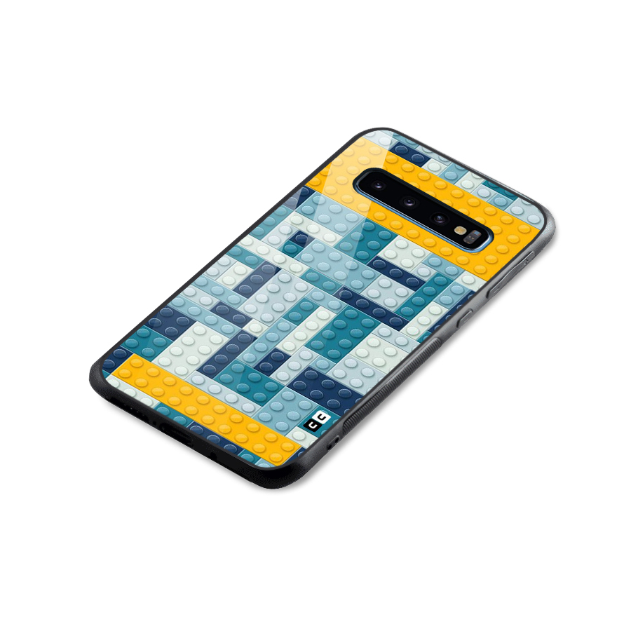 Blocks Blues Glass Back Case for Galaxy S10