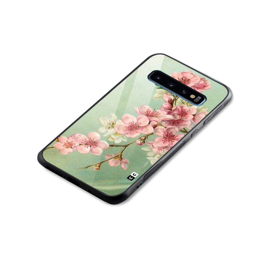 Blossom Cherry Design Glass Back Case for Galaxy S10