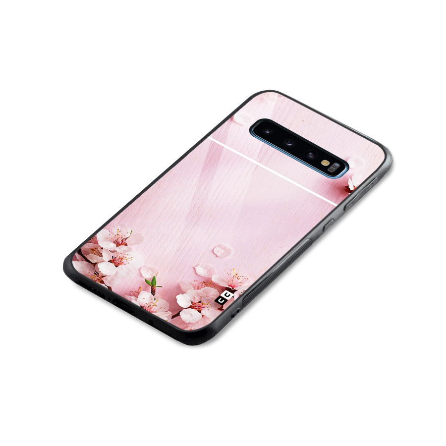 Blossom Frame Pink Glass Back Case for Galaxy S10