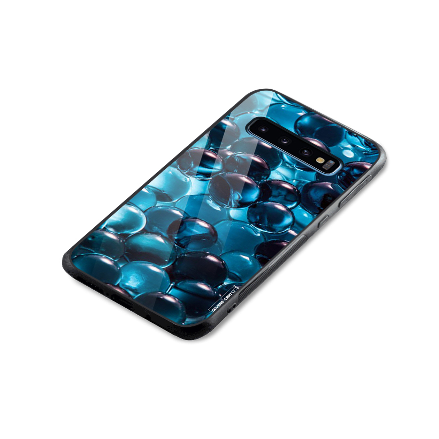 Blue Abstract Balls Glass Back Case for Galaxy S10