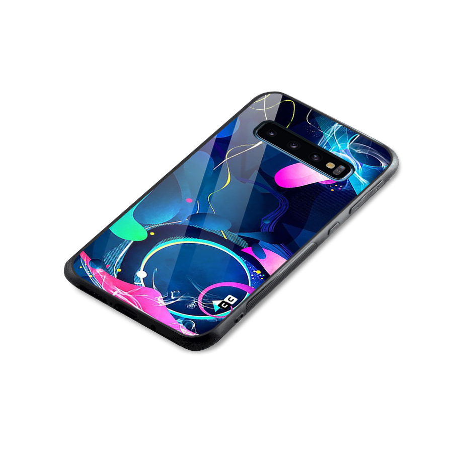 Blue Circle Flow Glass Back Case for Galaxy S10