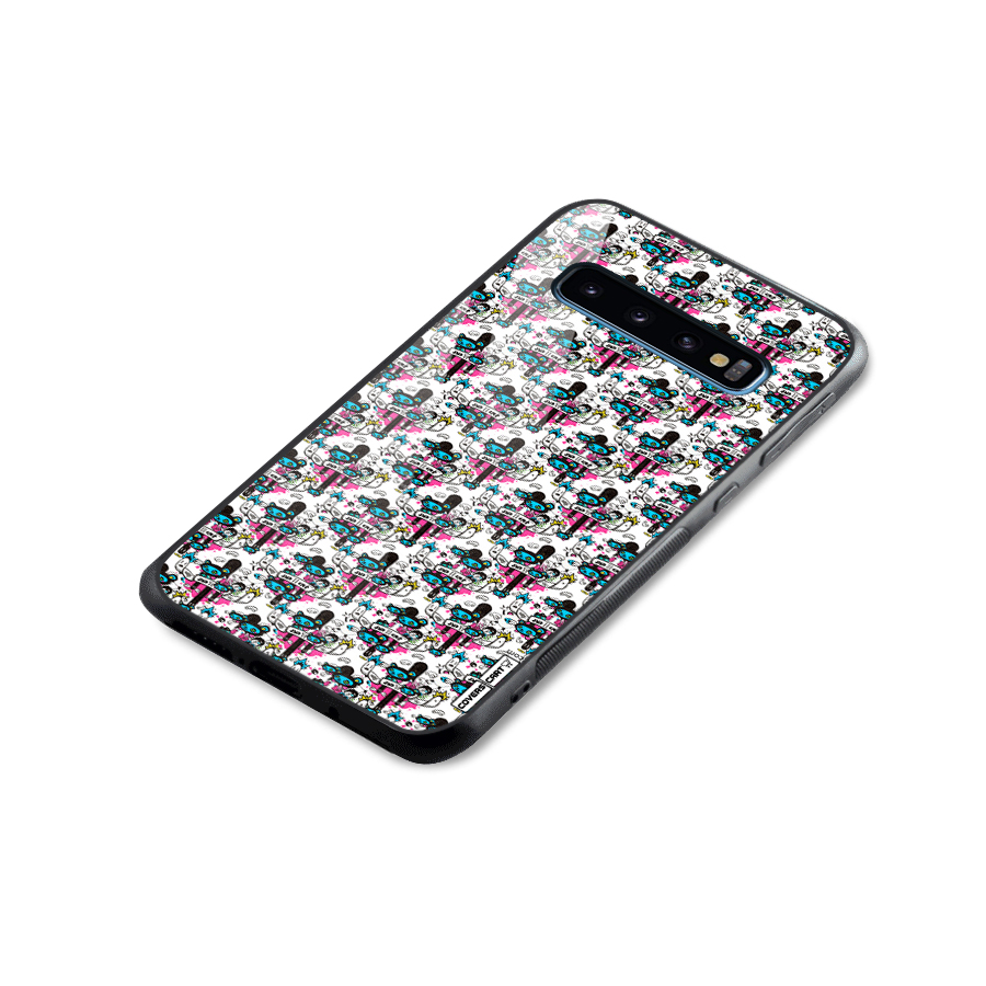 Blue Pink Pattern Glass Back Case for Galaxy S10
