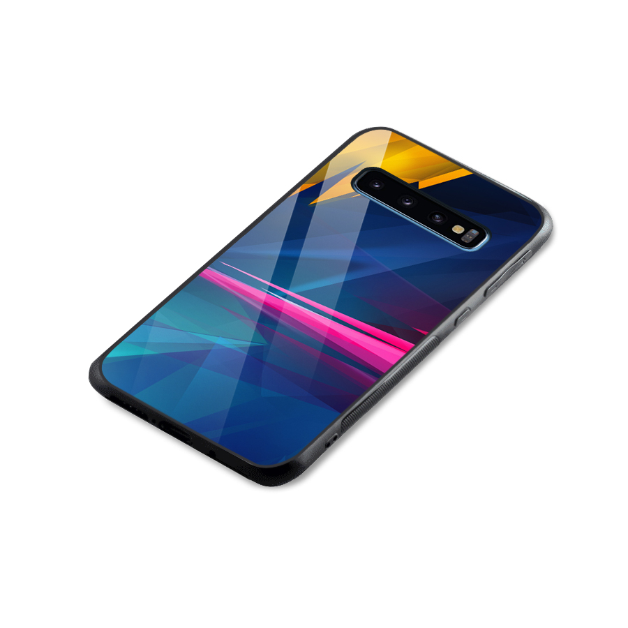 Blue Red Abstract Glass Back Case for Galaxy S10