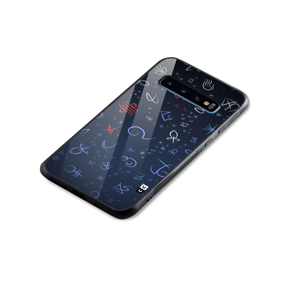 Blue Symbols Glass Back Case for Galaxy S10