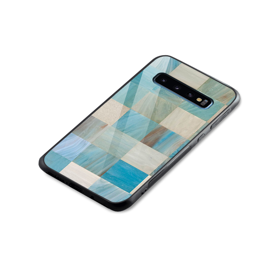 Blue Tiles Glass Back Case for Galaxy S10