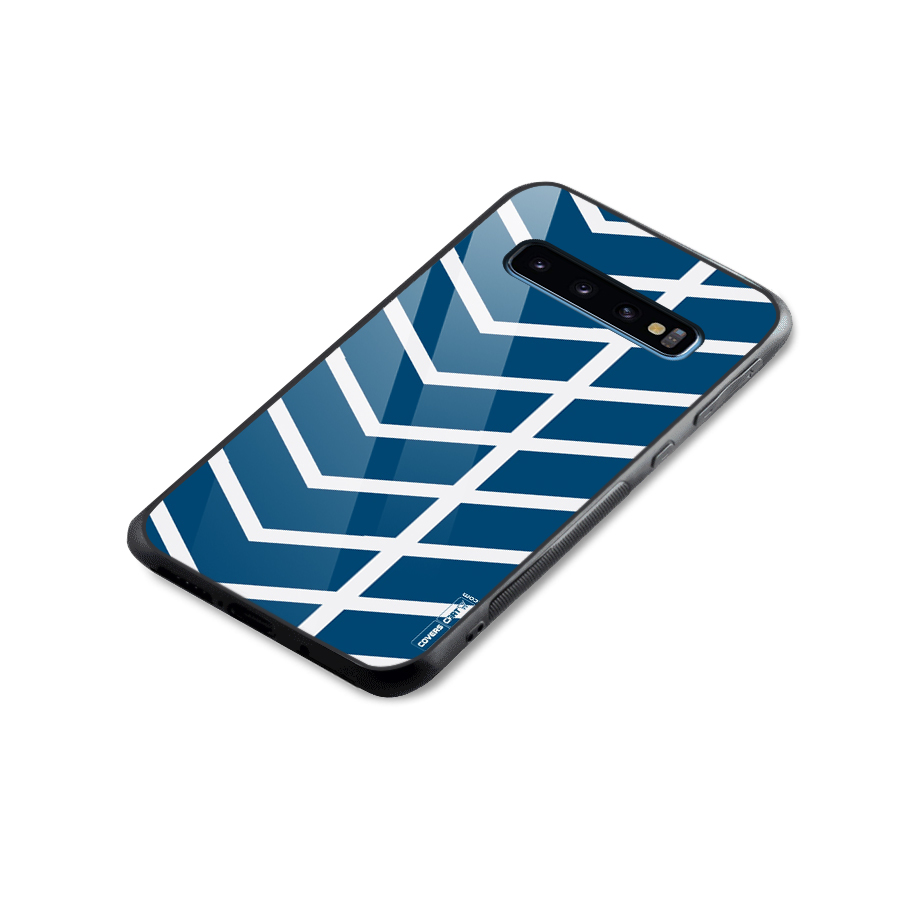 Blue White Pattern Glass Back Case for Galaxy S10