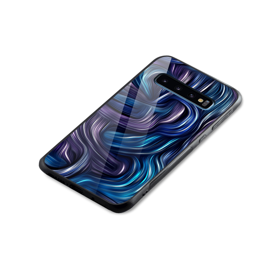 Blue and Purple Oil Paint Glass Back Case for Galaxy S10