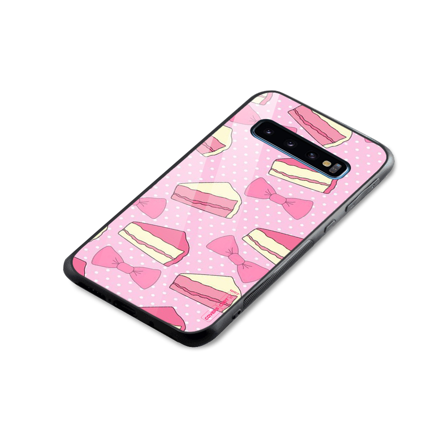 Bow Cake Glass Back Case for Galaxy S10
