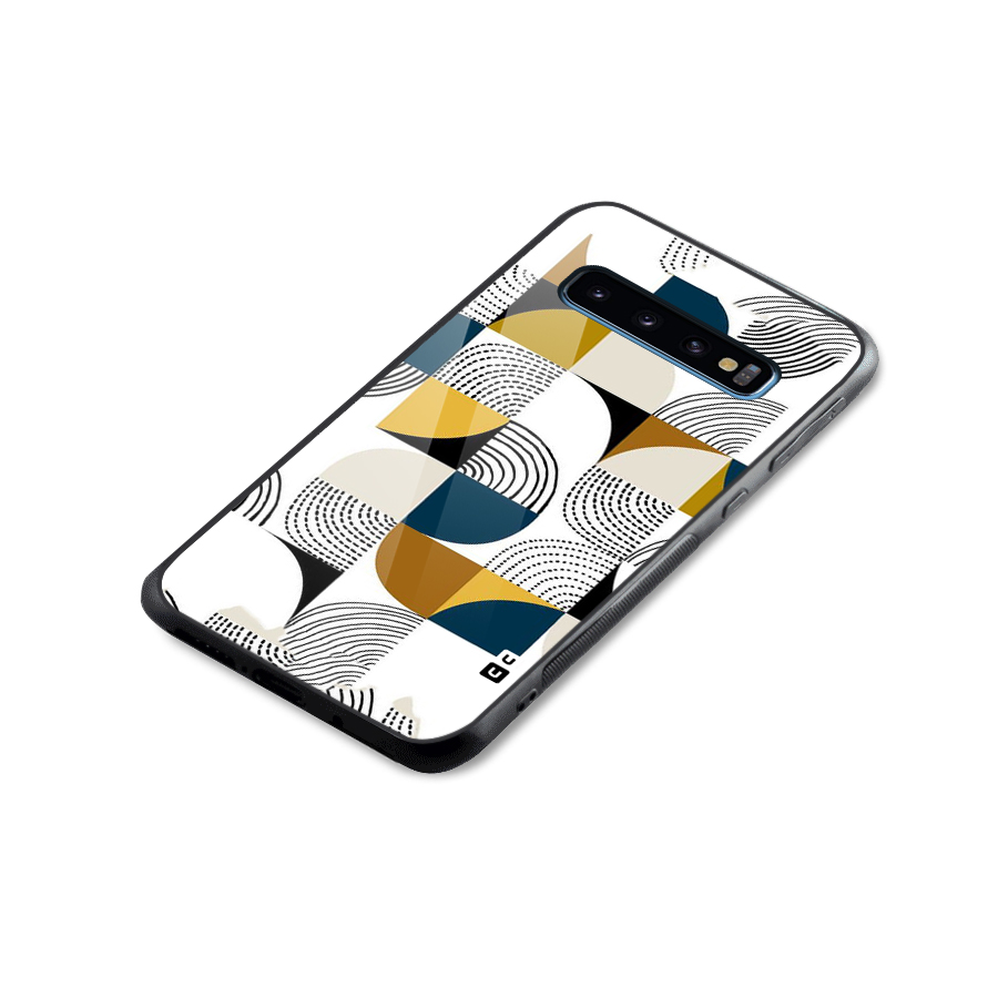 Boxes Pattern Glass Back Case for Galaxy S10
