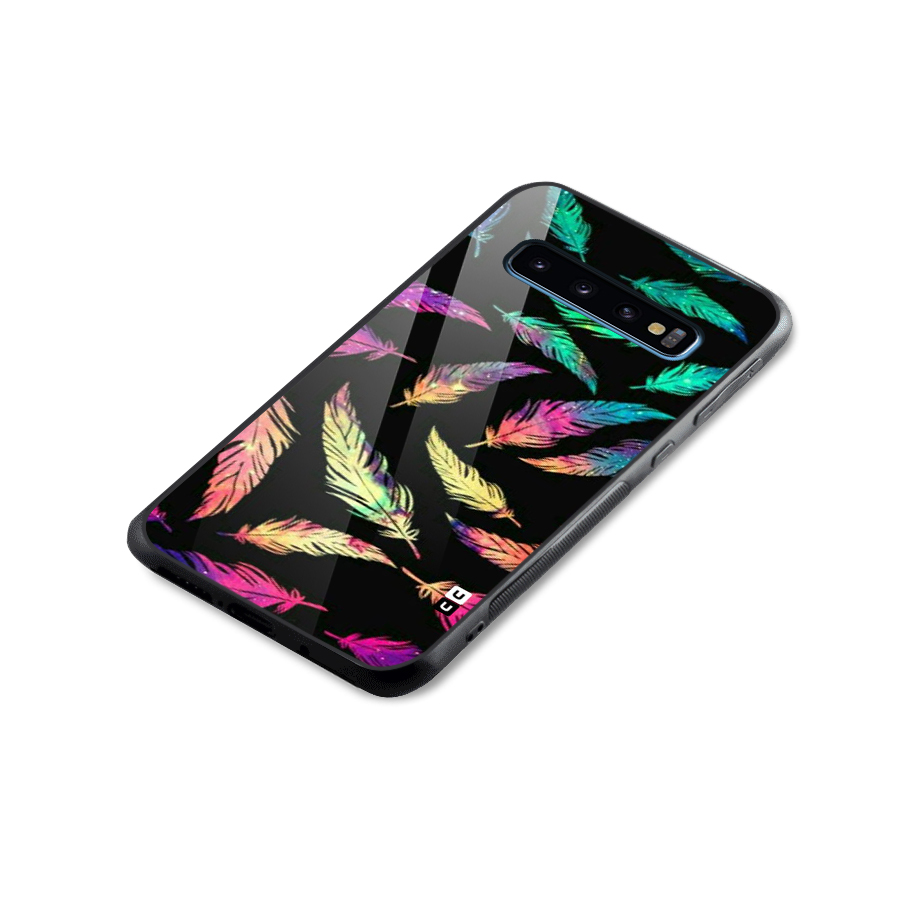 Bright Feathers Glass Back Case for Galaxy S10