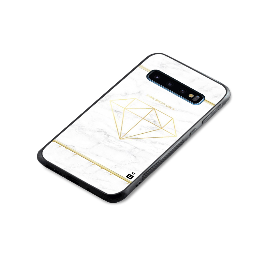 Bright Gold Diamond Glass Back Case for Galaxy S10