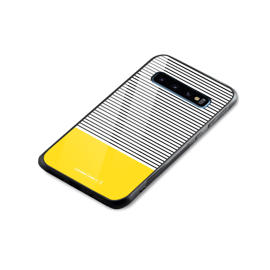 Bright Yellow Stripes Glass Back Case for Galaxy S10