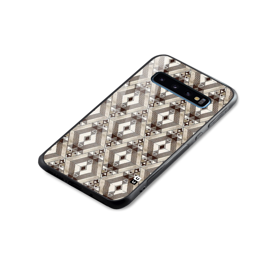 Brown Abstract Design Glass Back Case for Galaxy S10
