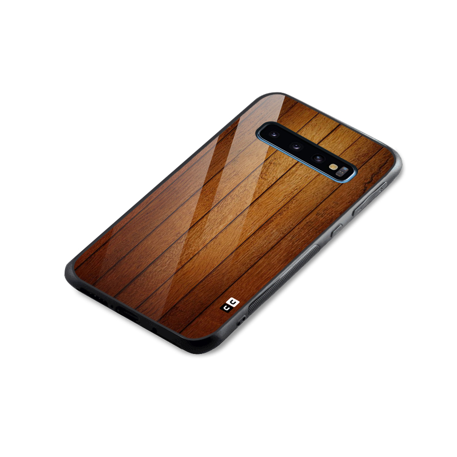 Brown Wood Design Glass Back Case for Galaxy S10