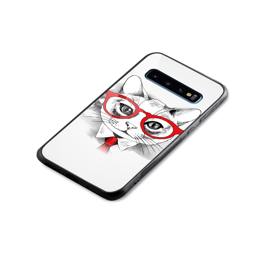 Business Cat Glass Back Case for Galaxy S10