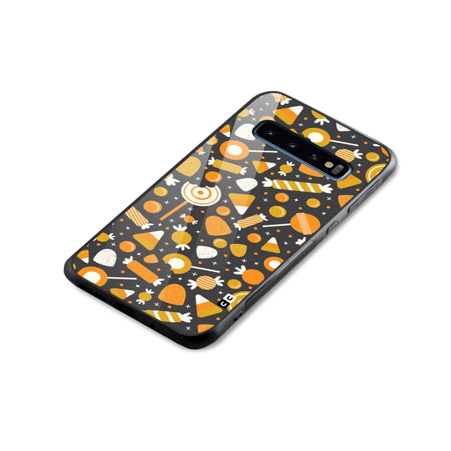 Candies Pattern Glass Back Case for Galaxy S10