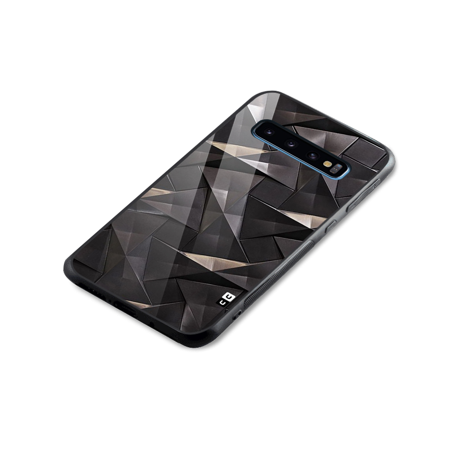 Carved Triangles Glass Back Case for Galaxy S10