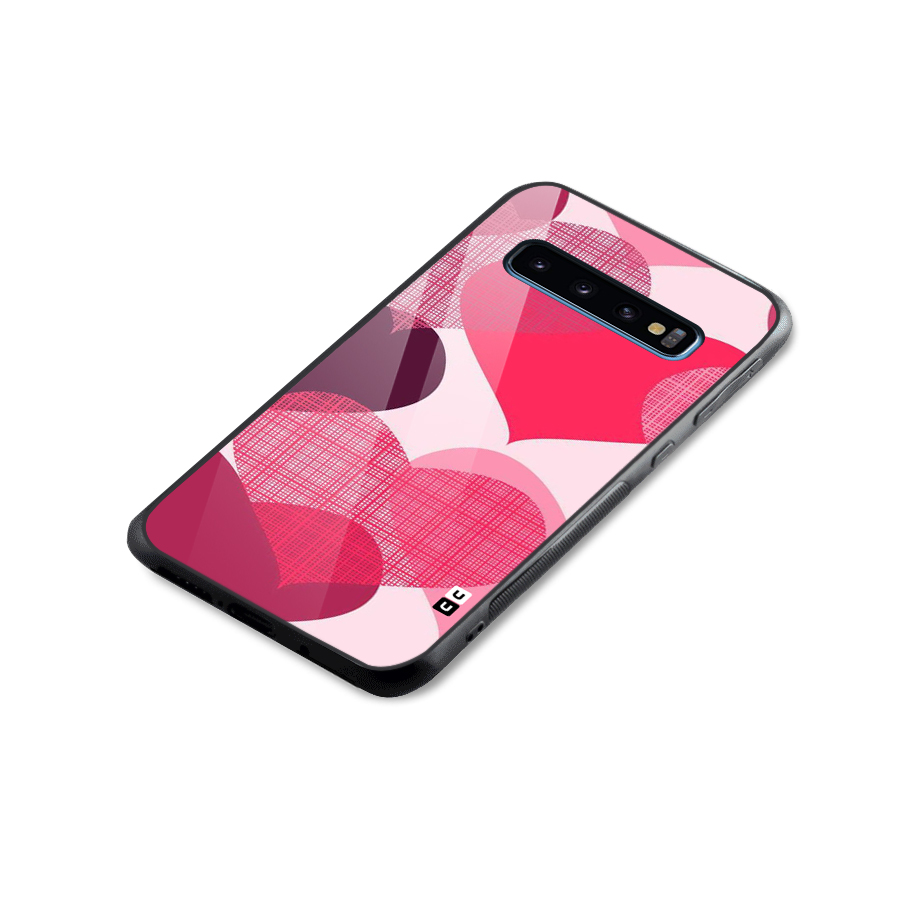 Check Pink Hearts Glass Back Case for Galaxy S10