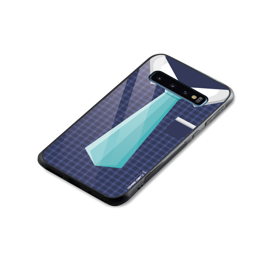 Checked Shirt Tie Glass Back Case for Galaxy S10