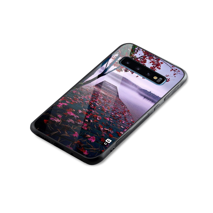 Cherry Blossom Dock Glass Back Case for Galaxy S10