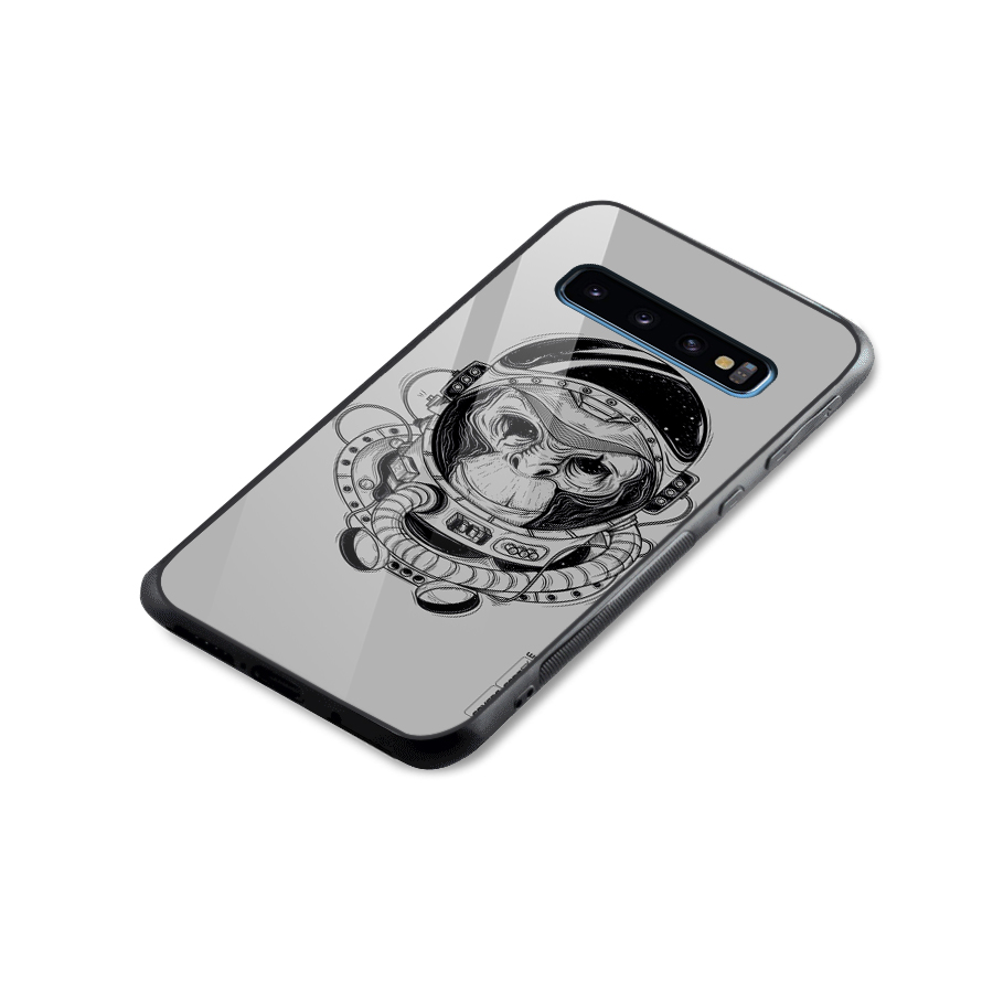 Chimpanzee Astronaut Glass Back Case for Galaxy S10
