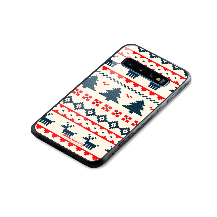 Christmas Design Pattern Glass Back Case for Galaxy S10