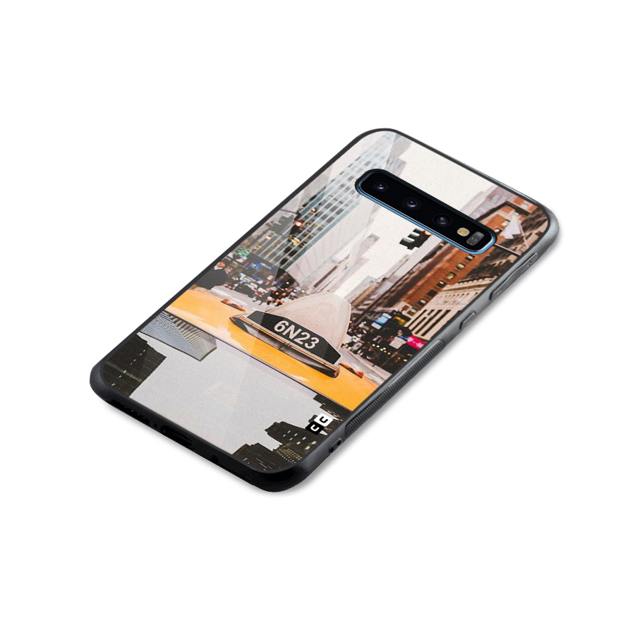 City Taxi Glass Back Case for Galaxy S10