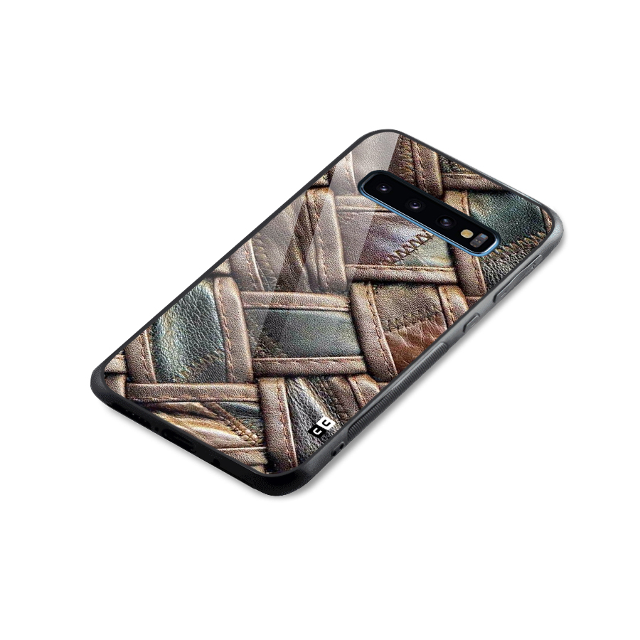 Classic Leather Belt Design Glass Back Case for Galaxy S10