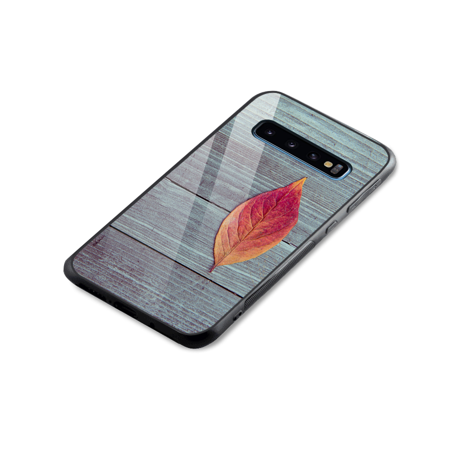 Classic Wood Leaf Glass Back Case for Galaxy S10