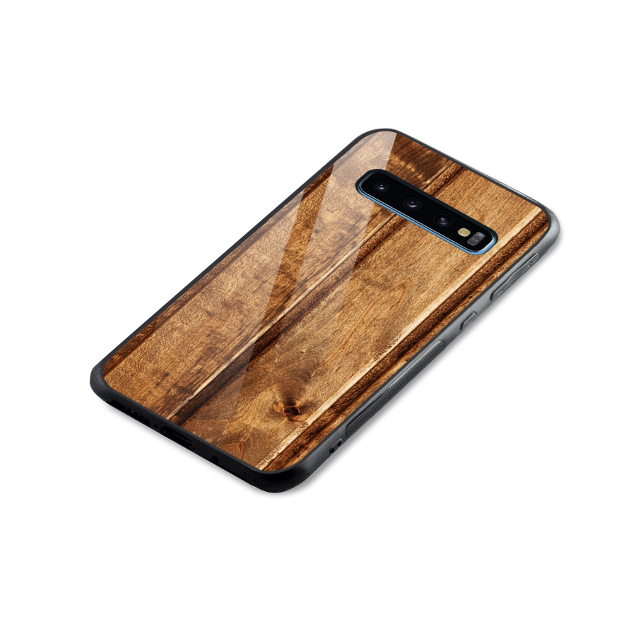 Classic Wood Print Glass Back Case for Galaxy S10