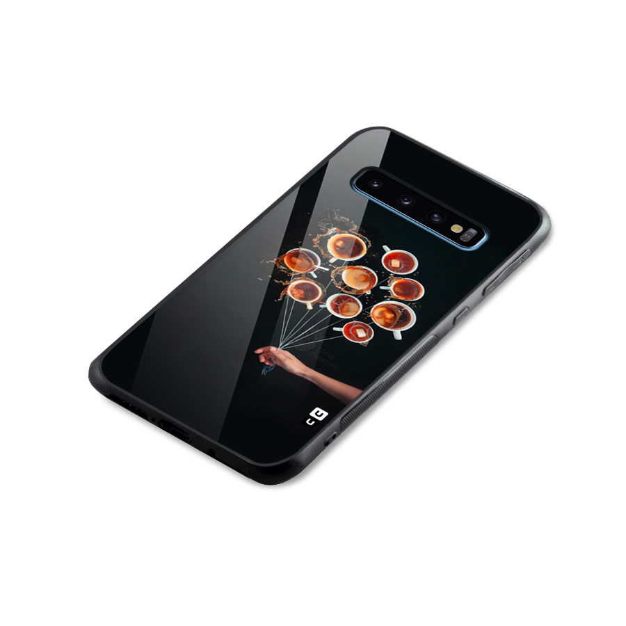 Coffee Balloon Glass Back Case for Galaxy S10