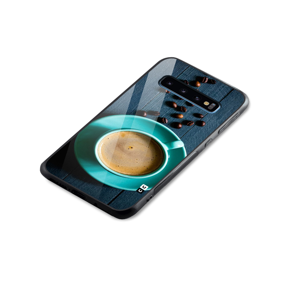 Coffee Beans and Cup Glass Back Case for Galaxy S10