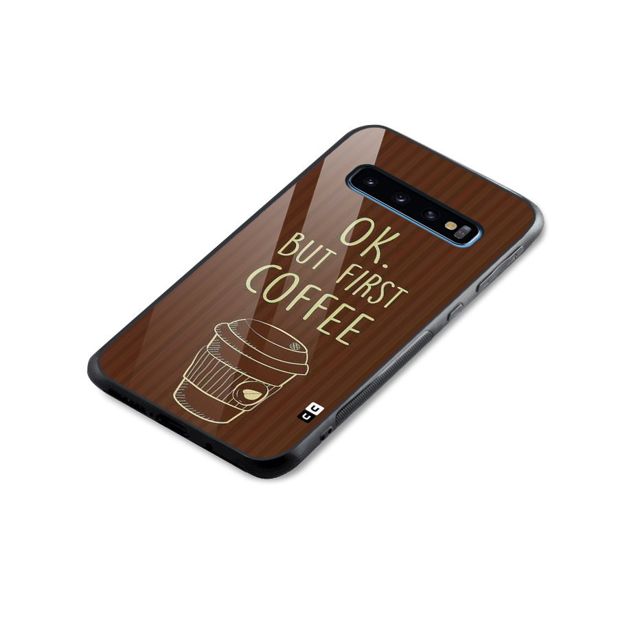 Coffee Stripes Glass Back Case for Galaxy S10