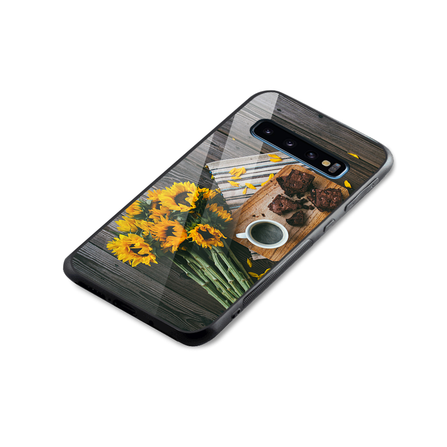 Coffee and Flowers Glass Back Case for Galaxy S10