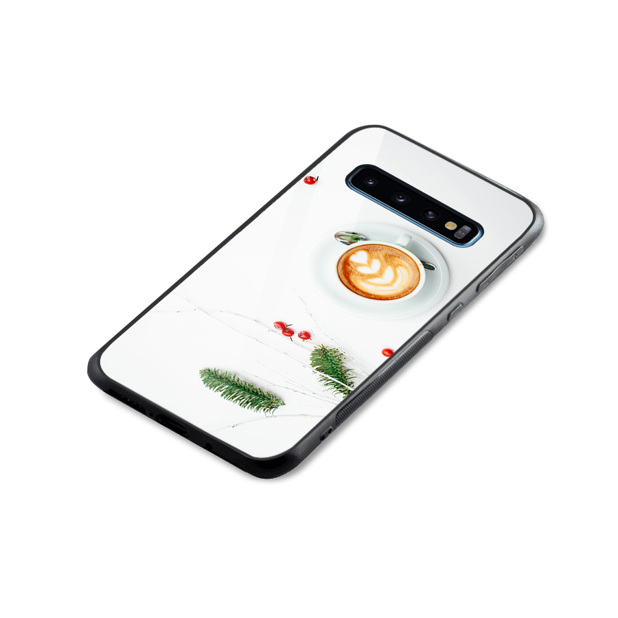 Coffee and Leafs Glass Back Case for Galaxy S10