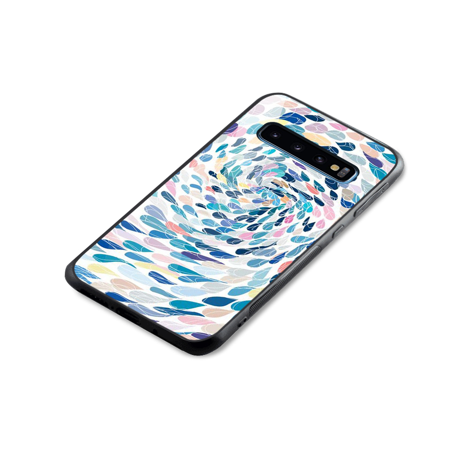 Color Droplets Swirls Glass Back Case for Galaxy S10