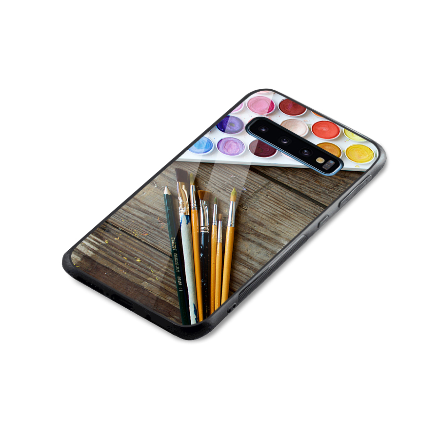 Color Palette and Brush Glass Back Case for Galaxy S10
