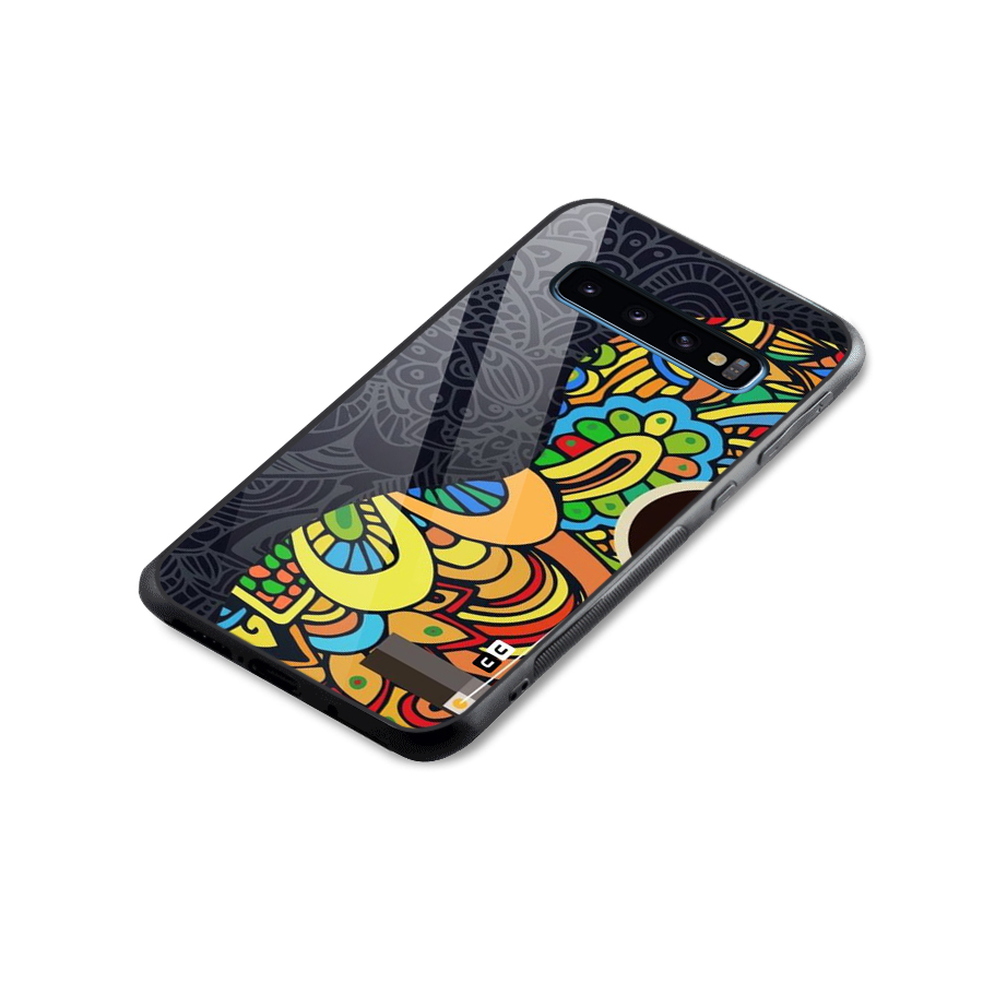 Colored Blocks Glass Back Case for Galaxy S10