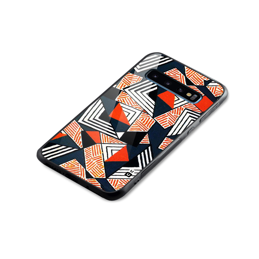 Colored Cuts Pattern Glass Back Case for Galaxy S10