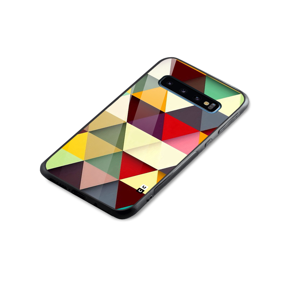 Colored Triangles Glass Back Case for Galaxy S10