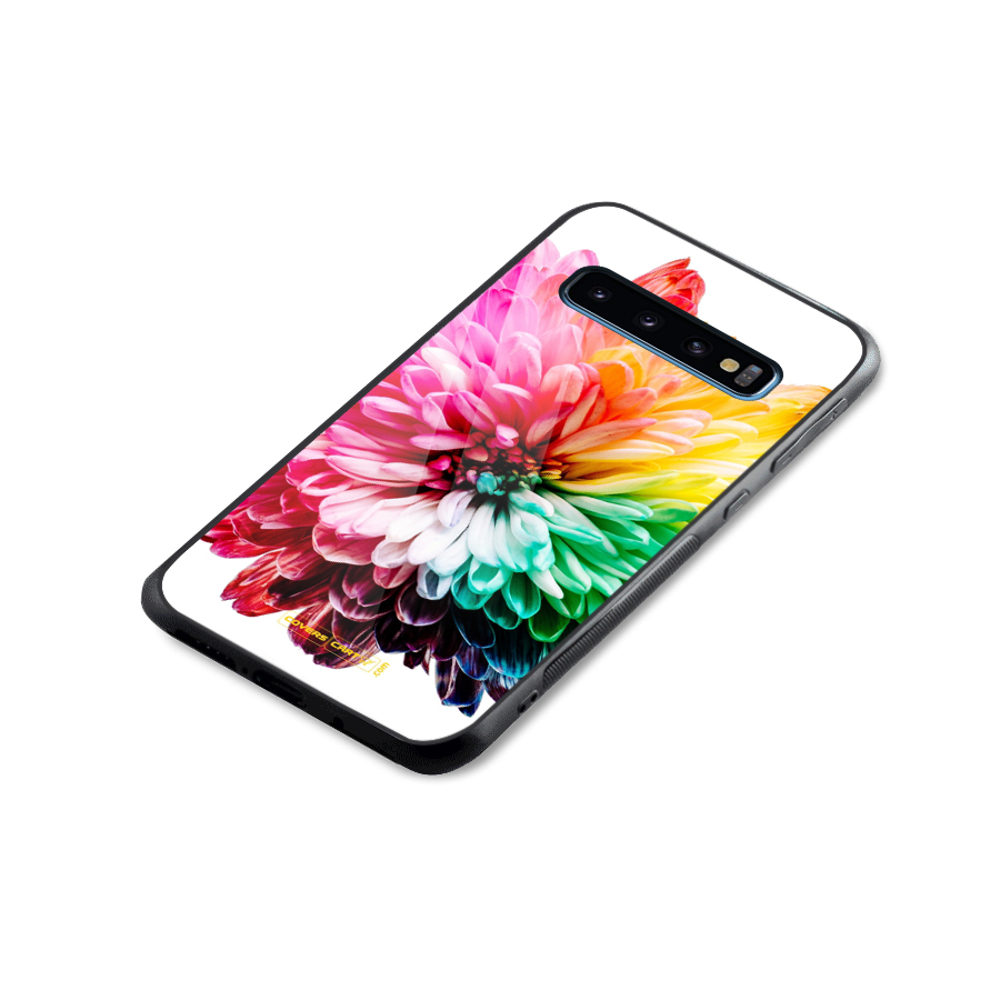 Colorful Flower Glass Back Case for Galaxy S10