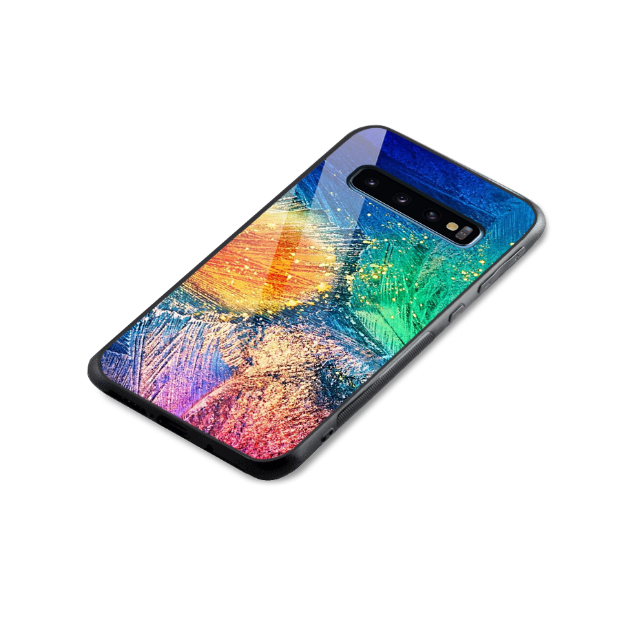 Colorful Leafs Vibrant Glass Back Case for Galaxy S10