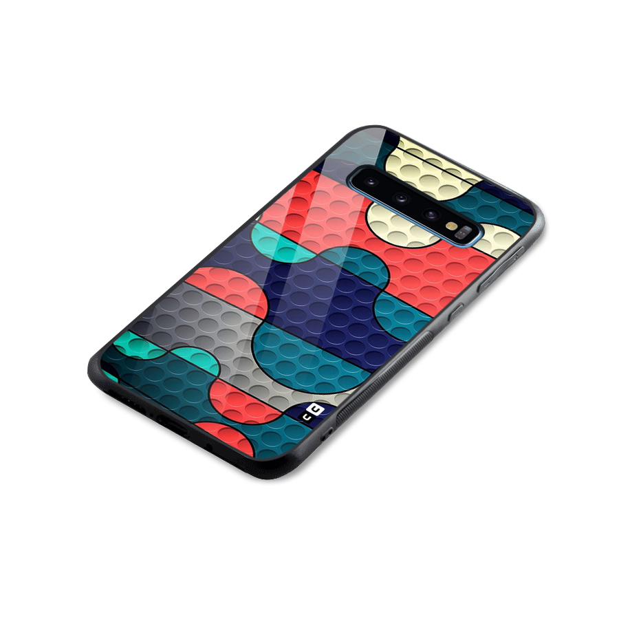 Colorful Puzzle Design Glass Back Case for Galaxy S10
