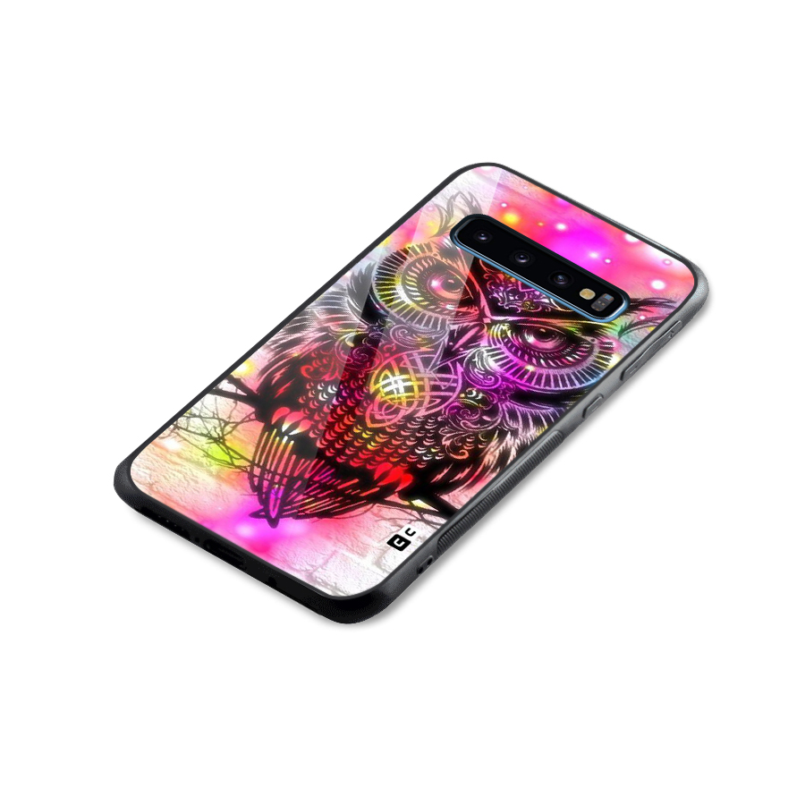 Colourful Owl Glass Back Case for Galaxy S10