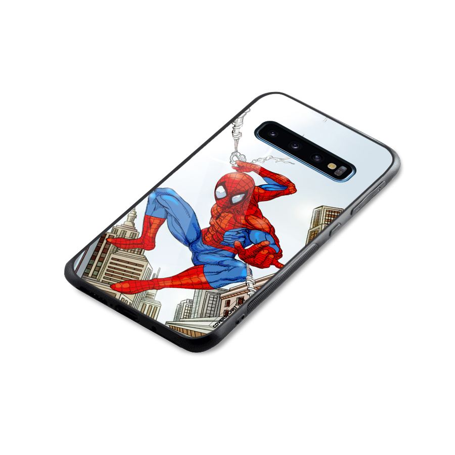 Comic Spider Man Glass Back Case for Galaxy S10