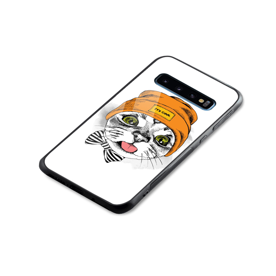 Cool cat Glass Back Case for Galaxy S10