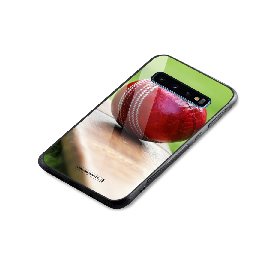 Cricket Bat Ball Glass Back Case for Galaxy S10