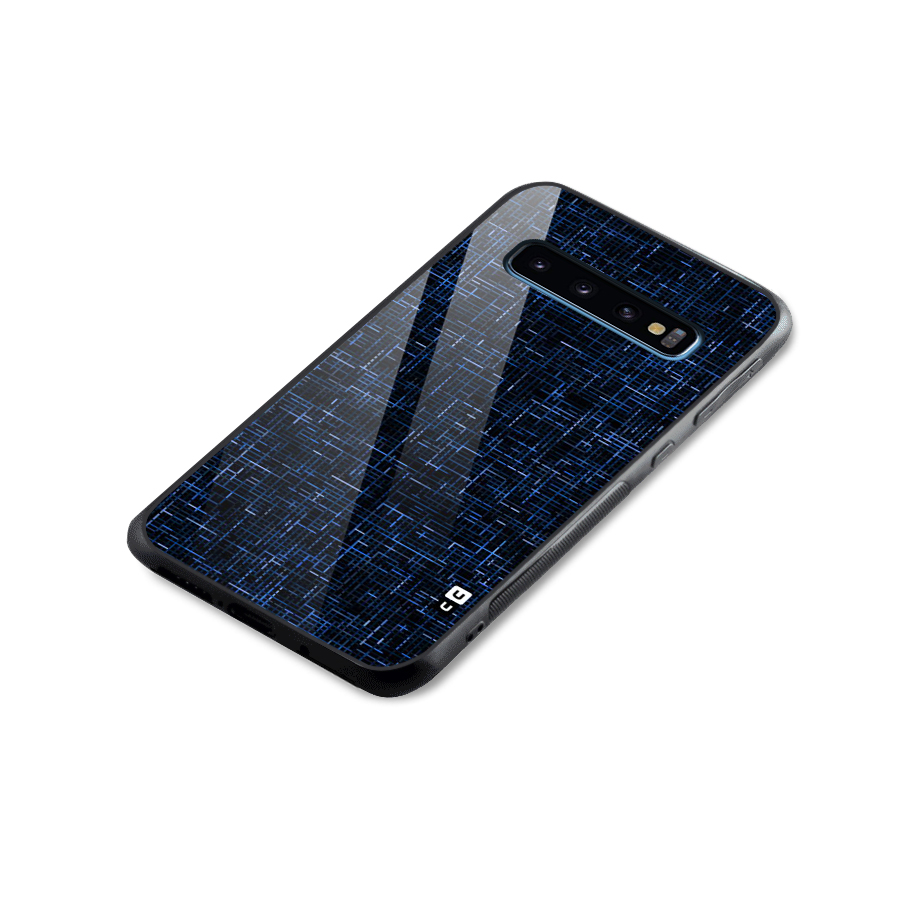 Criss Cross Blue Pattern Glass Back Case for Galaxy S10
