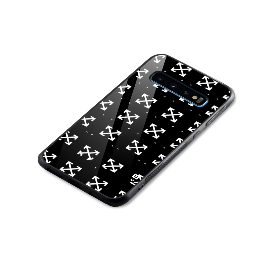 Cross Arrow Black Glass Back Case for Galaxy S10